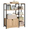Image de WOLTU Étagère de Rangement avec Armoire, Bibliothèque avec Étagères 80x35x97 cm, Étagère Style Industriel, Structure Métallique, Noir + Chêne Clair, RGB08hei