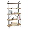 Image de WOLTU Étagère Échelle, Étagère de Rangement à 5 Niveaux, avec Compartiments Ouverts, Cadre en Métal et Bois d'Ingénerie, pour Salon/Chambre/Bureau, 91x25,5x173cm, Chêne Clair