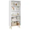 Image de WOLTU Bibliothèque Ouverte Meuble de Rangement Étagère à Livres pour Salon, Bureau, Étagère de Rangement avec Pieds en Bois et 5 Compartiments, Blanc 60x24x144cm SK022ws