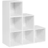 Image de WOLTU Bibliothèque à 6 Compartiments Bibliothèque Étagère de Rangement Meuble de Rangement Étagère Escalier, en Bois d’ingénierie, Blanc, pour Salon Chambre Bureau 90x30x90cm, SK027ws