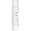 Image de WOLTU Bibliothèque Étagère Colonne, Bibliothèque Verticale avec 3 Compartiments Ouverts, 2 Tiroirs et 1 Casier, Meuble de Rangement au Sol avec Étagère Réglable, Blanc, 30x24x158cm