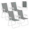 Image de WOLTU Chaises Pliantes de Jardin, Lot de 4, Siège d'Extérieur Avec Accoudoirs, Portable et Légère Pour Camping, Pêche et Plage, Gris Foncé