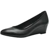 Image de Tamaris Escarpins femme à talon compensé cuir noir 41 EU