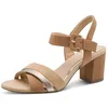 Image de MARCO TOZZI Femme Sandale semelle intérieure Feel Me douce Végane doublure douce Chic, beige (NOUGAT COMB), 41 EU