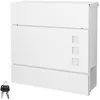 Image de ECD Germany Boîte aux Lettres Murale - 37 x 10,5 x 36,5 cm - avec Compartiment à Journaux et 3 Fenêtres Décoratives - en Acier - Blanc - Y Compris Le Matériel de Montage et 2 Clés - Design Moderne