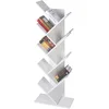 Image de ML DESIGN Bibliothèque de Rangement, Étagère à 8 Niveaux en Forme d'Arbre, en Bois, 50x25x140 cm, Blanc, Robuste et Résistant aux Rayures, Étagère de Sol d'Angle, Étagère Murale, pour le Salon, Bureau