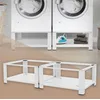 Image de ML-Design Socle pour Machine à Laver Double avec 2 Étagère, Acier, Blanc, 128x54 cm, 2x150kg, Support Lave-Linges Standard, Pieds Antidérapants, Support Base de Lave-Linge, Estrade de 32 cm de Hauteur