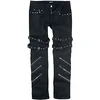 Image de Gothicana by EMP Homme Jeans Noirs avec Boucles, Fermetures éclair et Rivets W34L32