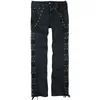 Image de Gothicana by EMP Homme Jean Noir avec laçage latéral W32L32