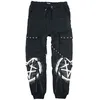 Image de Gothicana by EMP Homme Pantalon décontracté Noir avec Poches, Bretelles et imprimés 4XL