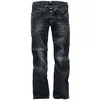 Image de Black Premium by EMP Homme Jean Noir Taille Moyenne avec lavis Clair - Ajustement Confortable avec Jambes évasées et Coutures latérales contrastées W30L34