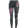 Image de Rock Rebel by EMP Femme Leggings Noirs avec Roses et Croix 3XL