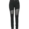 Image de Black Premium by EMP Femme Jeans Noir avec des découpes en Maille W29L30