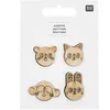 Image de Boutons en Bois Tête d'Animaux X4 de Rico Design : Une Touche de Charme Naturel pour vos Créations Bébé
