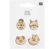 Image de Boutons en Bois Tête d'Animaux X4 de Rico Design : Une Touche de Charme Naturel pour vos Créations Bébé