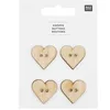 Image de Boutons en Bois en Forme de Coeur X4 de Rico Design : Une Touche d'Amour Naturelle pour vos Créations Bébé