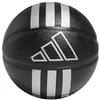 Image de adidas Mixte 3-Stripes Rubber Mini Basketball Recreation Ball, Black/Silver Metallic, 3