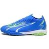 Image de PUMA Chaussures de Football Ultra Match TT pour Homme, Ultra Blue Puma White Pro Green, 45 EU