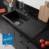 Image de Évier en céramique 1 cuve à gauche à encastrer Villeroy & Boch Subway Style noir lisse