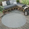 Image de Paco Home Tapis Extérieur Rond Résistant Aux Intempéries Balcon Terrasse Tapis De Cuisine Moderne Monochrome, Dimension:200 cm Rond, Couleur:Gris