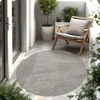 Image de Paco Home Tapis Intérieur Et Extérieur Balcon Terrasse Tapis Cuisine Monochrome Moucheté, Dimension:80 cm Rond, Couleur:Gris
