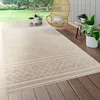 Image de Paco Home Tapis Intérieur & Extérieur Terrasse Et Balcon Résistant Aux Intempéries Moderne Motif Géométrique, Dimension:120 cm Rond, Couleur:Beige 4
