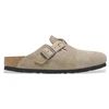 Image de Birkenstock pour femme. 1026694 Sabots en Cuir Boston Braided (Coupe Étroite) taupe (41), Plat, Aucun, Casuel