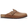 Image de Birkenstock pour homme. 1028179 Sabots en cuir Boston (Coupe Régulière) marron (41), Plat, Aucun, Casuel