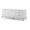 Image de Vicco Lowboard Eliza, Blanc, 150x60cm avec 3 tiroirs, 2 Portes, utilisable comme Espace de Rangement et comme Support pour téléviseur