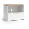 Image de Vicco Meuble TV Wido, Blanc/Sonoma, 60x50cm avec tiroir, Convient aux téléviseurs jusqu'à 43 Pouces, Passe-câbles intégré