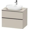 Image de Duravit Meuble sous lavabo D-Neo 80x55 cm, noir/taupe mat, 2 tiroirs, 1 porte, 1 plan