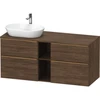 Image de Duravit Meuble sous-lavabo D-Neo 140x55 cm, 2 tiroirs, 2 portes, blanc brillant / noyer foncé