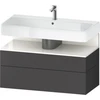 Image de Duravit Meuble sous lavabo Qatego 99x47x59 cm, blanc/gris, 1 porte, avec poignée