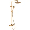 Image de Système de douche Duravit, système de douche économisant l'eau, douche de tête avec 3 types de jets (Rain, Intense Rain, Soft Rain), réglable en angle, set de douche facile à nettoyer, bronze brossé