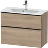 Image de Duravit D-Neo Compact Meuble sous-lavabo 81x37,2 cm, noir/oeuf, 1 porte, 1 tiroir, suspendu