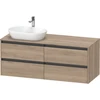 Image de Duravit Meuble sous lavabo Ketho.2 140x55 cm, L P, blanc oeuf, 4 tiroirs, suspendu