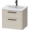 Image de Duravit Meuble sous lavabo D-Code 63,4x55,5x46 cm, 2 tiroirs, Taupe mat, Grand, noir