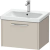 Image de Duravit Meuble sous-lavabo D-Code 58,4x40x46 cm, 1 tiroir, Taupe mat, poignées chrome