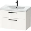 Image de Duravit Meuble sous lavabo D-Code 78,4x55,5x46 cm, 2 tiroirs, blanc brillant, poignée noire