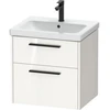 Image de Duravit Meuble sous-lavabo D-Code 58,4x55,5x46 cm, 2 tiroirs, blanc brillant, poignée noire