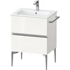 Image de Duravit Meuble sous-lavabo mural Sivida 61x59,1x47,7cm, 2 tiroirs, blanc brillant, chrome
