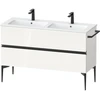 Image de Duravit Meuble sous-lavabo au sol Sivida 128x59,1x47,7 cm, 2 tiroirs, blanc brillant, poignées noires