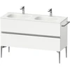 Image de Duravit Meuble sous-lavabo au sol Sivida 128x59,2x47,7 cm, 2 tiroirs, blanc mat, chrome
