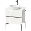 Image de Duravit Sous-meuble console pour lavabo au sol Sivida 64,5x54,8x47,5 cm, blanc, 2 tiroirs, grand chromé