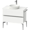 Image de Duravit Sous-meuble console posé au sol Sivida 84,5x54,8x47,5 cm, blanc mat, 2 tiroirs, grande chromé