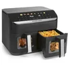 Image de GOURMETmaxx AirGenius Air Fryer, 9 L - 2 x 4,5 L | Friteuse avec 8 programmes | Friteuse 2 cuves - 2 aliments en même temps, pour max. 8 personnes | Écran tactile multi-couleurs