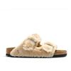 Image de Birkenstock pour femme. 1030275 Sandales rizona Shearling Rivet Logo (Coupe Regular) beige (37), Plat, Aucun, Casuel