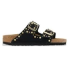 Image de Birkenstock pour femme. 1030348 Sandales en Cuir Arizona Rivet (Ajustement Étroit) noir (39), Plat, Aucun, Casuel