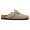 Image de Sabots Boston Rivets Suède BIRKENSTOCK Taupe 36