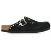 Image de Birkenstock Sabot Boston avec Rivets en daim%o, Noir , 37 EU